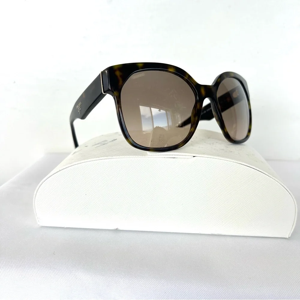 PRADA PR 10RSF-2AU3D0-57 Brown Gradient Lenses Cat Eye Havana Frame Sunglasses